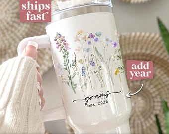 Custom Grams Tumbler New Grams Gift for New Grams Tumbler 40oz Floral Grams Cup Cute Grams Travel Mug Grams Mothers Day Gift from Grandkids