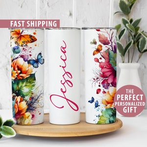 Personalized Butterfly Tumbler Gift for Women, Butterfly Cup for Butterfly Lover Gift Idea, Custom Name Butterfly Cup for Her Butterfly Gift