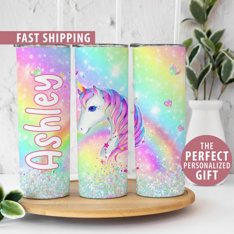 Personalized Unicorn Tumbler, Custom Name Unicorn Tumbler Cup Birthday ...