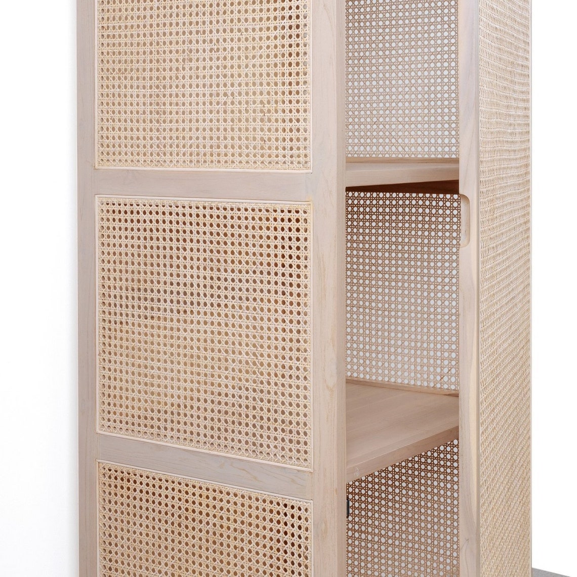 Solid wood and cane bookcase or rattan Etsy