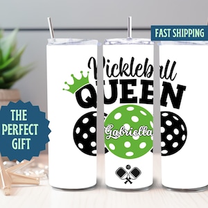 Pickleball Personalized 20oz Skinny Tumbler, Custom Gift For Pickleball Player, Pickleball Queen Tumbler, Pickleball Gifts