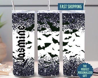 Personalized Bat Tumbler, Bat Lover Gift Personalized, Custom Bat 20oz Skinny Tumbler