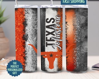 Texas Longhorn Tumbler, Longhorn Personalized Tumbler with straw, Longhorn cup