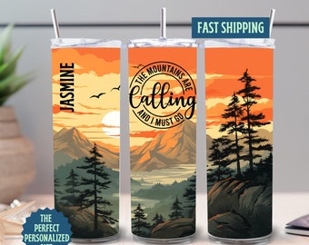 Sunrise Mountain Tumbler, The Mountains Are Calling Tumbler, Granola Girl Gifts, Nature Tumbler, Hiking Tumbler, Outdoor Lover Gift