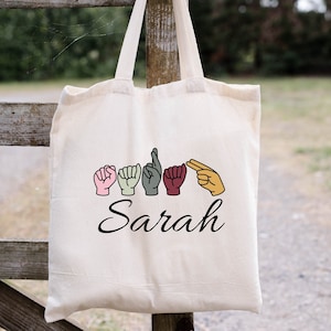 ASL Tragetasche, ASL Geschenk, ASL Lehrer, amerikanische Gebärdensprache, Bio Tasche