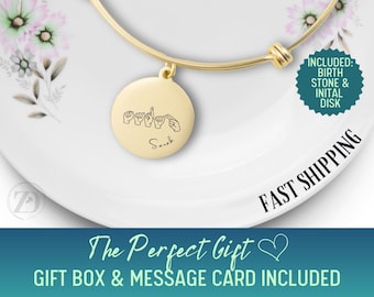 Personalized ASL Name Bracelet, Sign Language Name Bracelet, Hand Gesture Gift for Mom, ASL Mothers Day Gift, ASL Christmas Birthday Gift