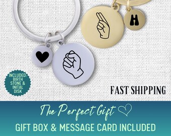 ASL Initial Keychain, Custom Sign Language Keychain, ASL Gifts, ASL Friends Keychain Gift