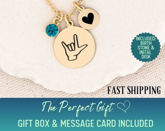 ASL I Love You Necklace, ASL Necklace for Women,  Sign Language Love Necklace, Hand Gesture Gift for Mom, ASL Mothers Day Gift