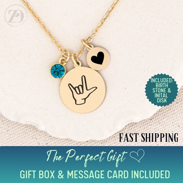 ASL I Love You Necklace, ASL Necklace for Women,  Sign Language Love Necklace, Hand Gesture Gift for Mom, ASL Mothers Day Gift