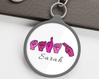 ASL Keychain, ASL Name, ASL for Kids, Name Keychain Personalized