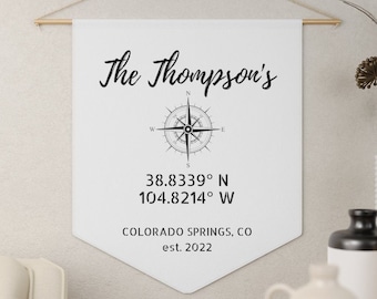 GPS Coordinates Sign, Latitude Longitude Sign, Housewarming Gift Personalized, Custom Coordinates, Map Housewarming gift