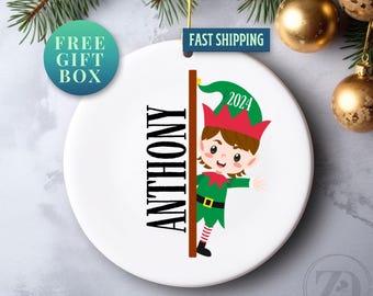 Elf Ornament, Personalized Christmas Elf Ornament, Custom Elf Gifts