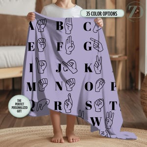 ASL Alphabet Blankets, ASL Alphabet Throw, Deaf Culture Alphabet Gift, Custom Sign Blanket, Sign Language Baby Gifts, ASL Classroom Alphabet