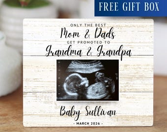 Promoted To Grandma Grandpa, Personalized New Grandma Grandpa Picture Frame, Custom Baby Announcement Keepsake, Baby Reveal Photo Board