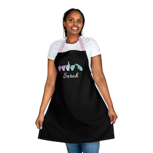 Delantales personalizados, regalos con nombre en ASL, delantal personalizado para mujer, regalos en lenguaje de señas