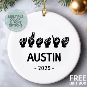 ASL Ornament Geschenke, ASL Weihnachtsschmuck personalisiert, Gebärdensprache Ornament, ASL Kinder Lehrer Dolmetscher Geschenk Ornament