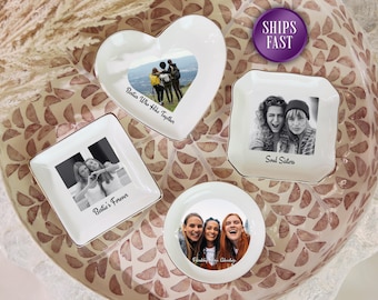 Best Friend Photo Ring Dish Gift, Personalized Bestie Photo Jewelry Dish, Custom Friendship Trinket Dish, Friends Jewelry Tray Ringdish