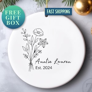 Auntie Ornament, Personalized Aunt Ornament, New Auntie Gift, Favorite Aunt Gift from Niece, Pregnancy Announcement to Aunt Gift