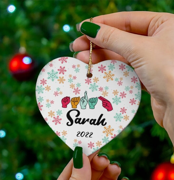 Christmas ASL, ASL Name Ornament, Snowflake Ornament, Custom Ornament ...