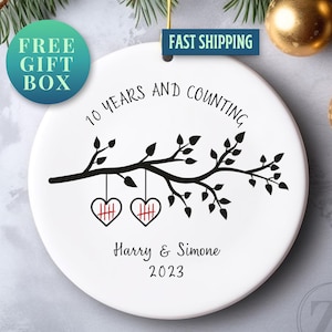 10th Anniversary Ornament, Wedding Anniversary Ornament, 10 Year Anniversary, 10 Years and Counting