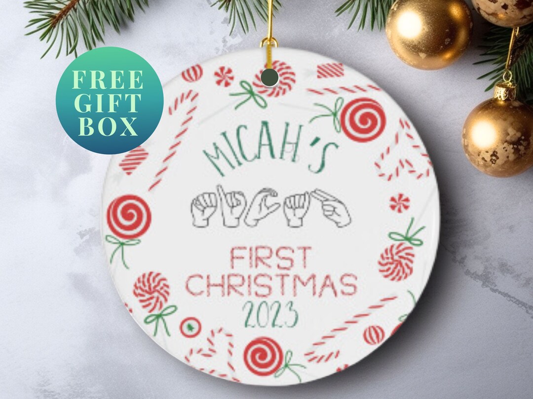 Candy Cane ASL First Christmas Ornament Personalized, ASL Ornament Etsy