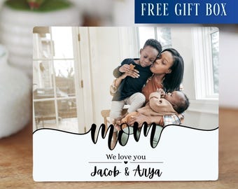 I Love You Mom Photo Sign, Personalized Mom Picture Sign, Custom Mom Photo Frame, Mothers Day Photo Frame Keepsake