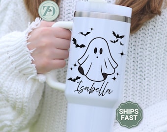 Personalized Ghost Tumbler 40oz, Halloween Ghost Tumbler, Boo Tumbler Spooky Season Travel Cup, Ghost Halloween Gift