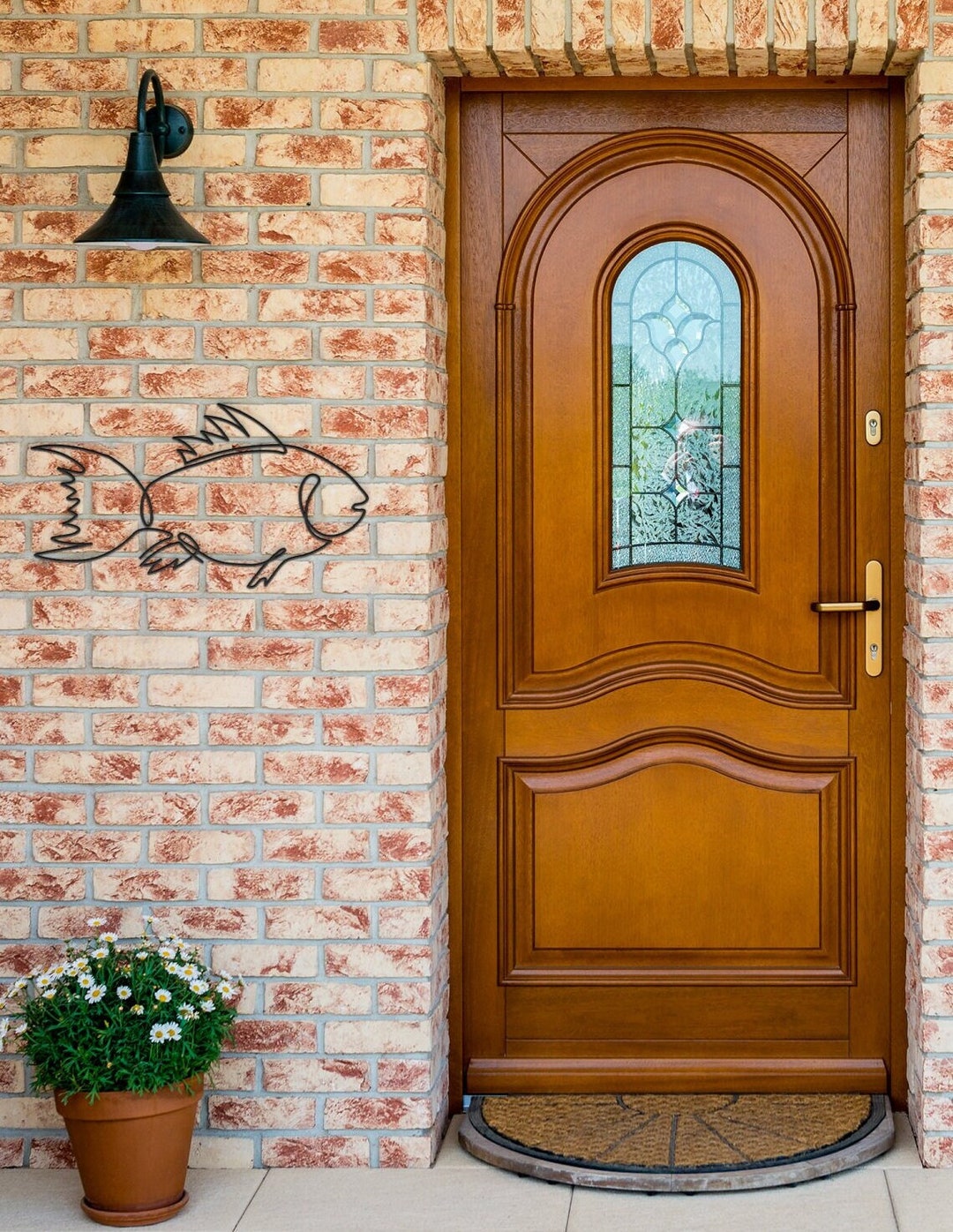 Fish Metal Wall Art, Fish Line Art, Coastal Outdoor Wall Art, Fish Wall