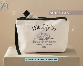 Custom Name Cosmetic Bag Bachelorette, The Bach Club Gifts, Bachelorette Destination Cosmetic Bag, Club Bachelorette Makeup Accessory Bag