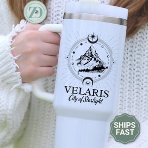 Velaris Tumbler, Velaris City Of Starlight Travel Tumbler, Acotar 40oz Tumbler, Velaris Tumbler Cup, Acotar Tumbler with Handles
