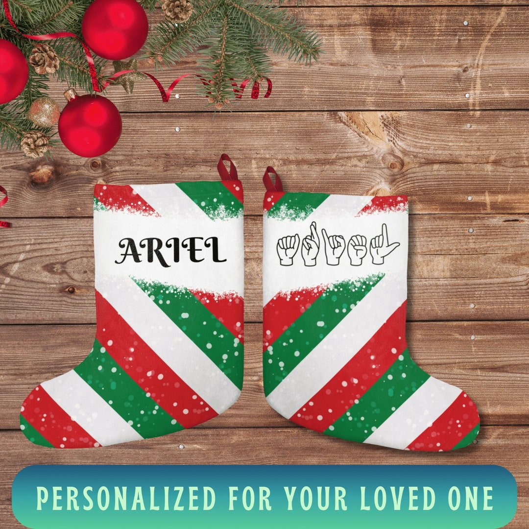 ASL Christmas Stripe Stockings Sign Language Gifts ASL Etsy