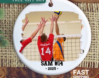 Personalized Volleyball Christmas Ornament, Volleyball Photo Ornament, Custom Sports Ornament, Volleyball Photo Ornament Gift