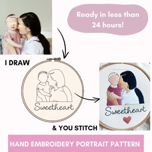 Custom Hand Embroidery Pattern, Faceless Portrait, Diy Embroidery ...