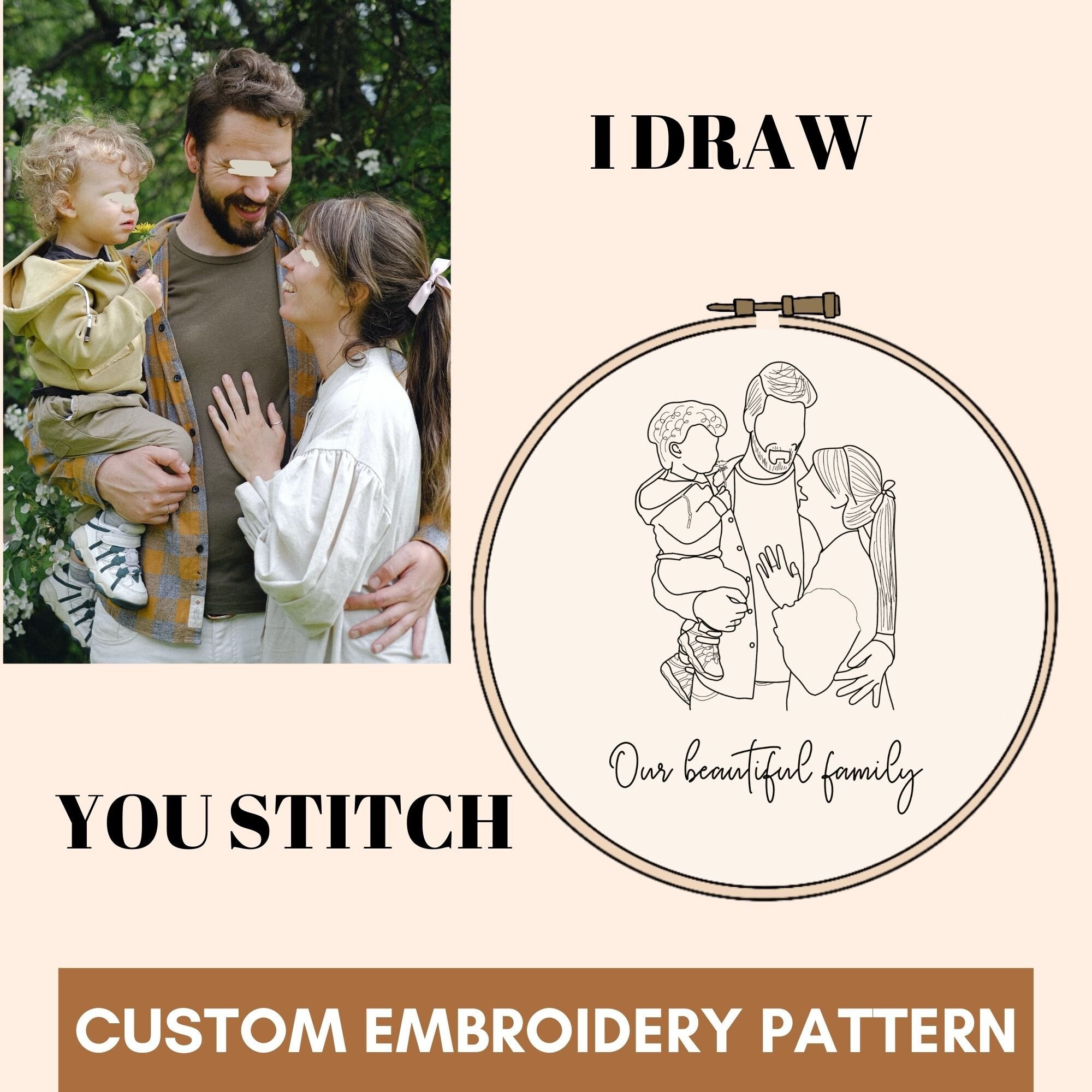 Custom Hand Embroidery Pattern Faceless Portrait Diy - Etsy