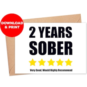 2 Jahre Nüchternheit Karte / Sober Jubiläumskarte / Sober Geschenk / Soberversary Card / Genesungskarten / 2 Jahre Nüchternheit