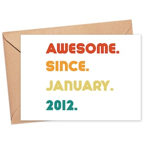 10 Jahre alte Geburtstagskarte, genial seit Januar 2012 Geburtstagskarte, 10. Geburtstagskarte, Geburtstagskarte für 10 Jahre alt, druckbare Bday Karte