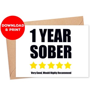 1 Jahr Nüchternheitskarte / Nüchternheitskarte / Sober Jahrestagskarte / Nüchternheitsgeschenk / Soberversary Card / Genesungskarten / 1 Jahr Nüchternheit