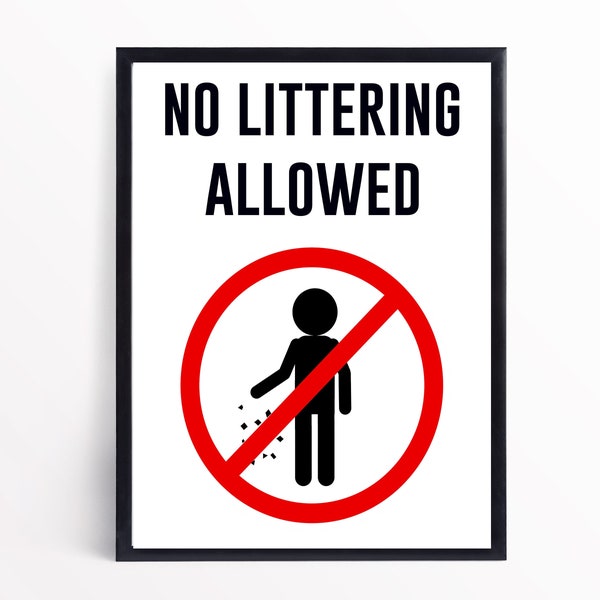 No Litter, No Littering Sign, No Littering Allowed, No Trash Sign, Printable No Littering Sign, Printable Sign, No Litter Sign