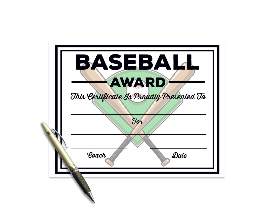 Baseball Certificate Instant Download / Baseball Awards / Baseball