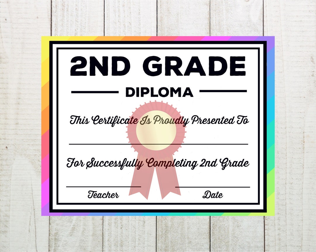 2nd Grade Diploma 2nd Grade Graduation Diploma 2nd Grade - Etsy