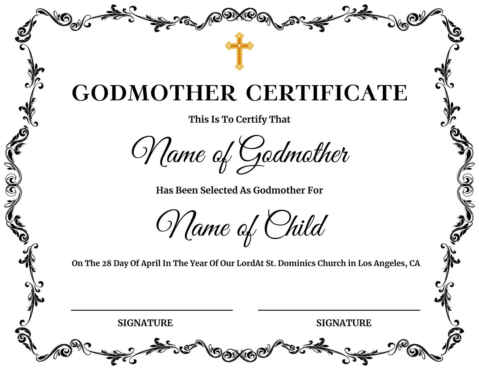 Godmother Certificate Template Editable Godmother Etsy Godmother Certificate Template Editable Godmother Etsy