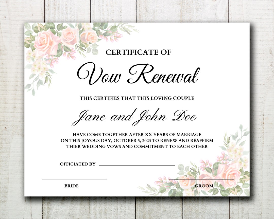 Vows Renewal Certificate, Editable Vows Template, Wedding Vow Template Vows Renewal Certificate, Editable Vows Template, Wedding Vow Template