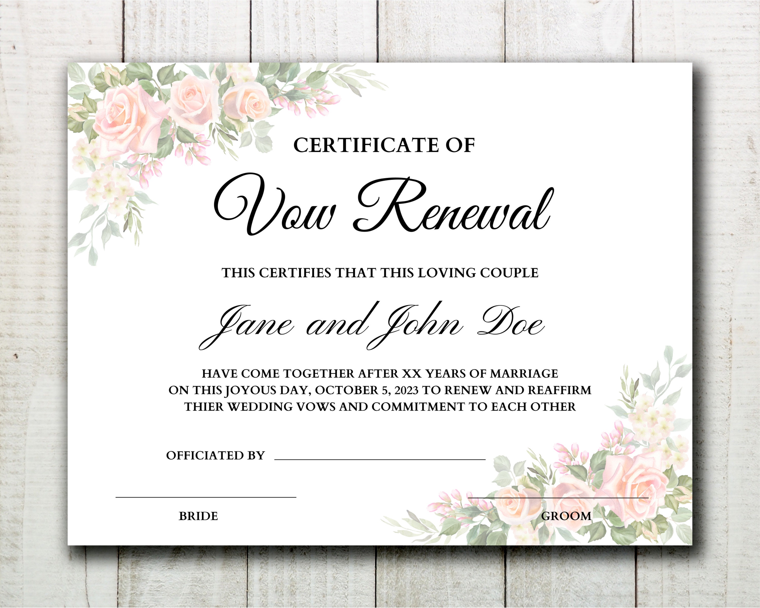 Vow Renewal Editable Printable Wedding Certificate Elegant 44% OFF Vow Renewal Editable Printable Wedding Certificate Elegant 44% OFF