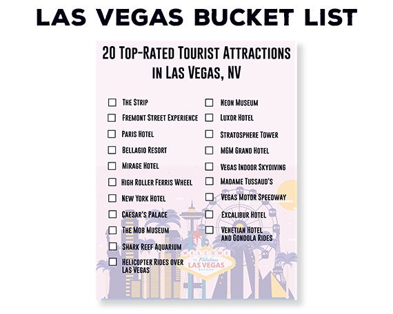 las vegas printable bucket list travel planner vacation etsy