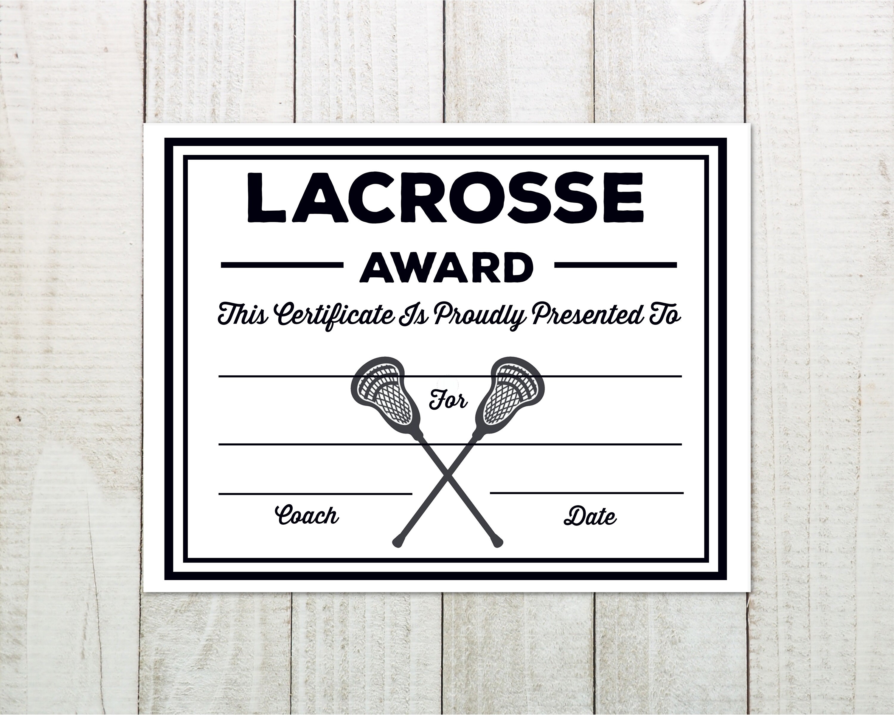 Lacrosse Certificate Instant Download / Lacrosse Awards / Lacrosse Participation Achievement ...