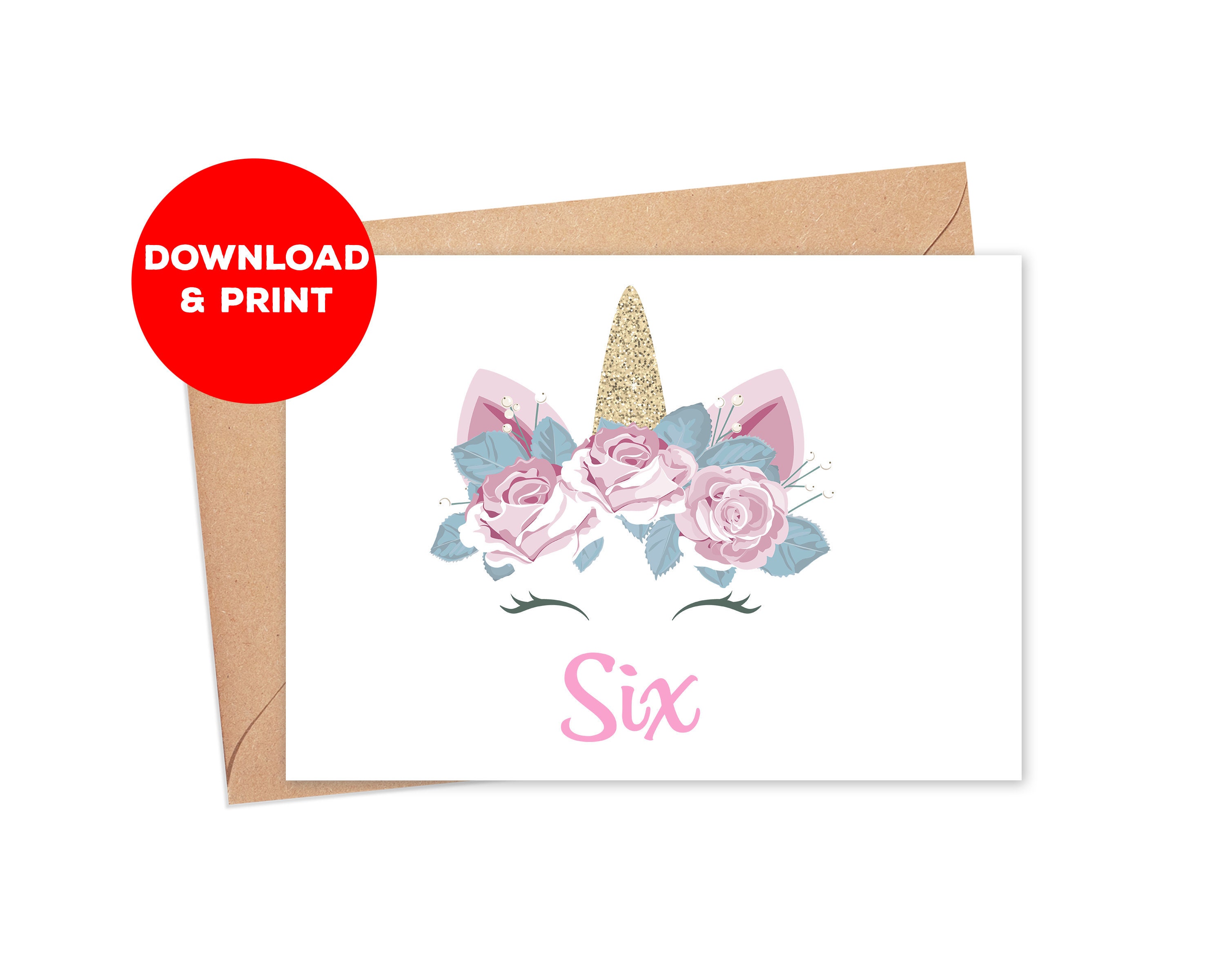 6 Year Old Birthday Card / Printable Birthday Card for Girl Cute ...