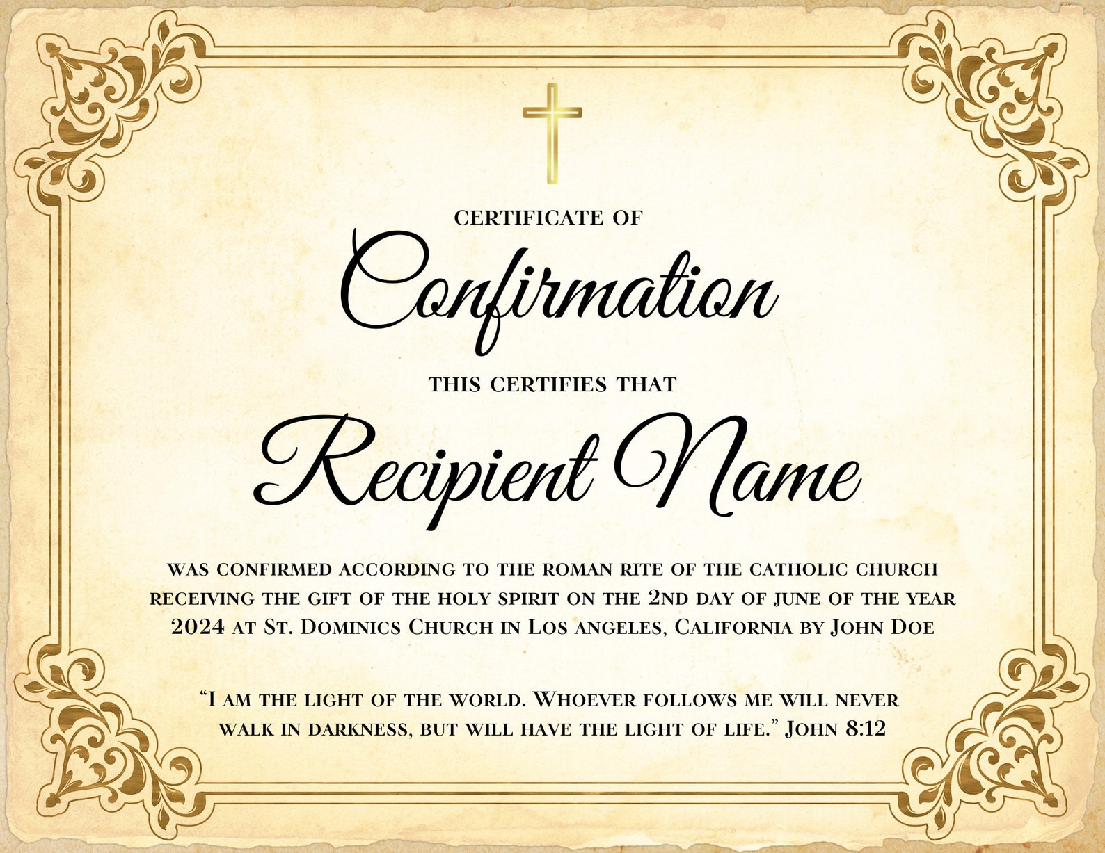 Certificate of Confirmation Template, Editable Confirmation Certificate