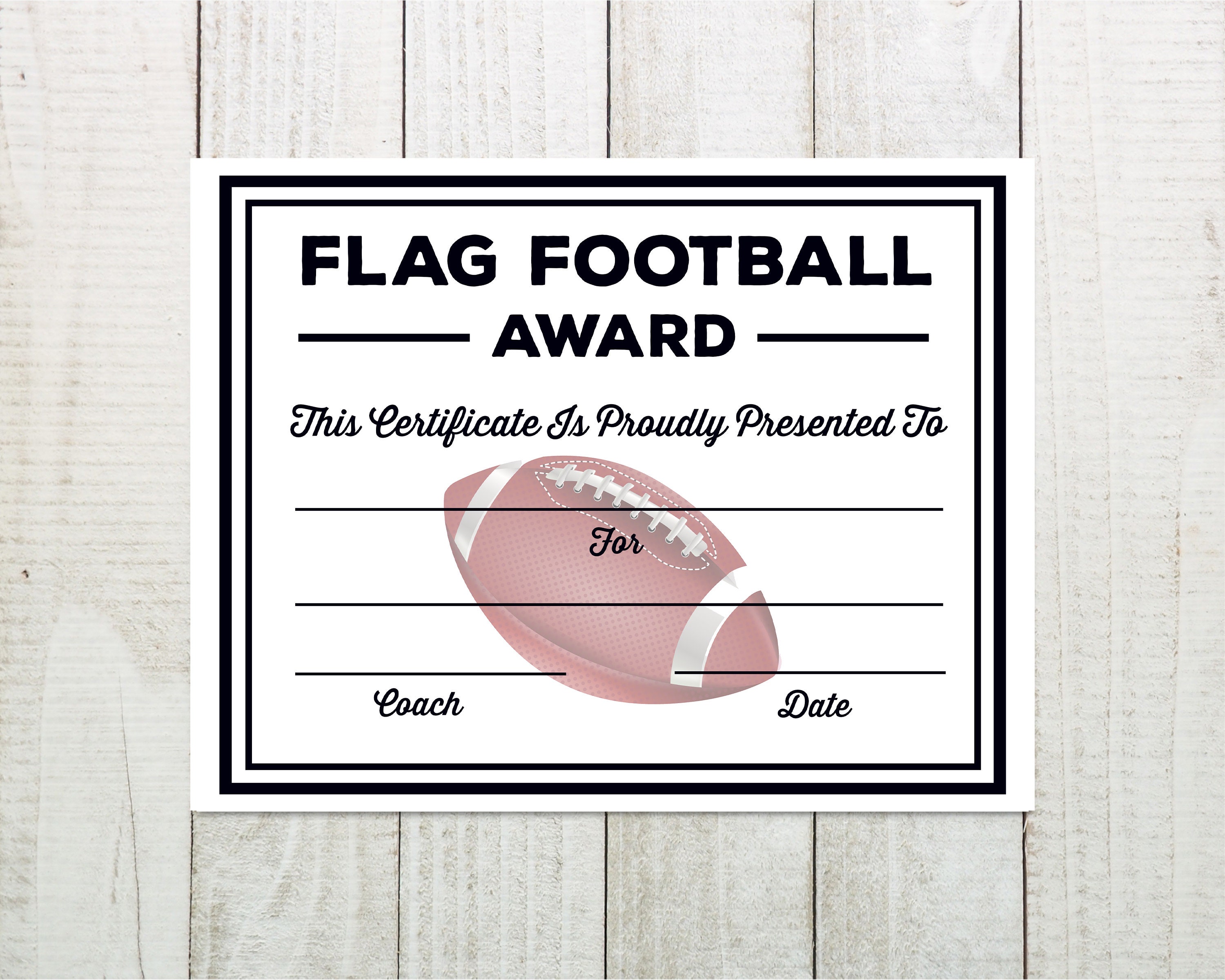 Flag Football Certificate / Flag Football Award / Girls Boys Flag Flag Football Certificate / Flag Football Award / Girls Boys Flag