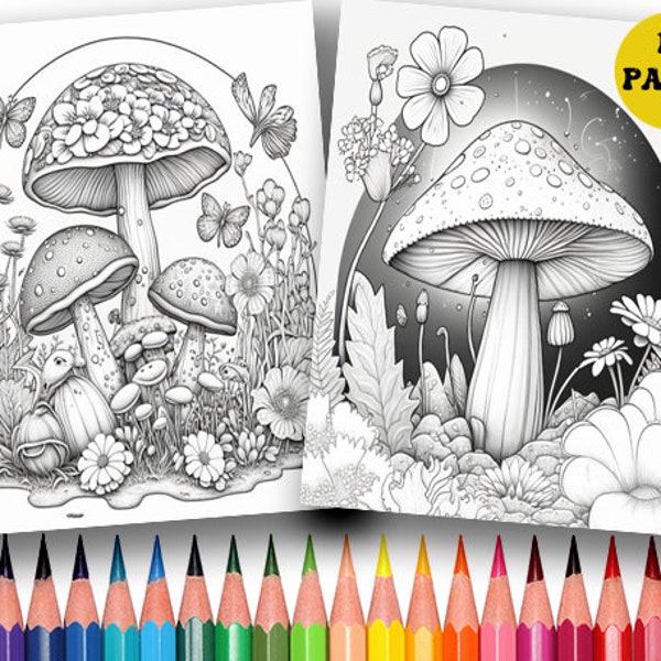 Mushroom Coloring Pages, Printable Coloring Pages For Adults, Stoner Coloring Pages, Cottagecore Coloring Pages, Hippie Coloring Pages