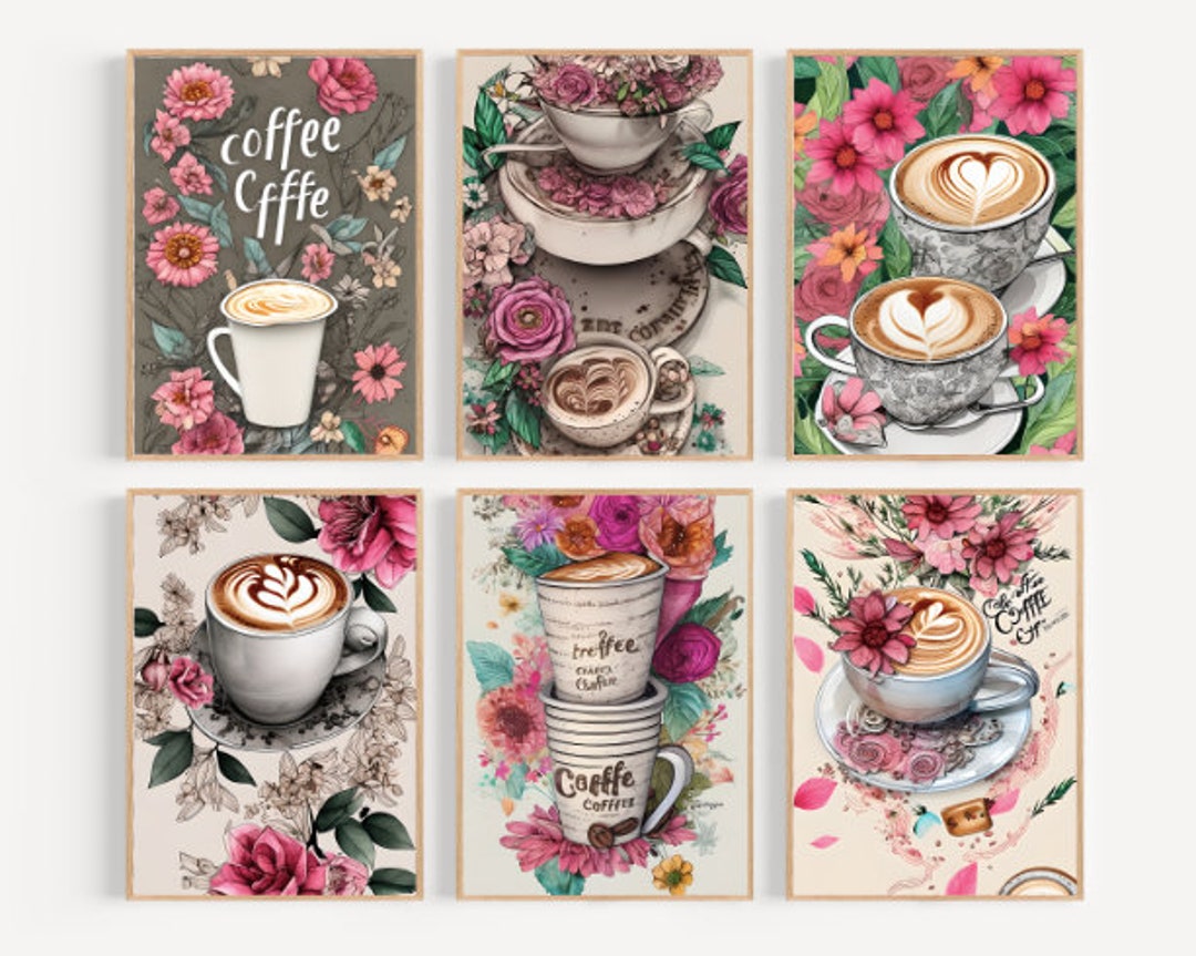 Coffee Bar Gallery Wall Set of 6 Prints, Coffee Wall Art, Coffee Print